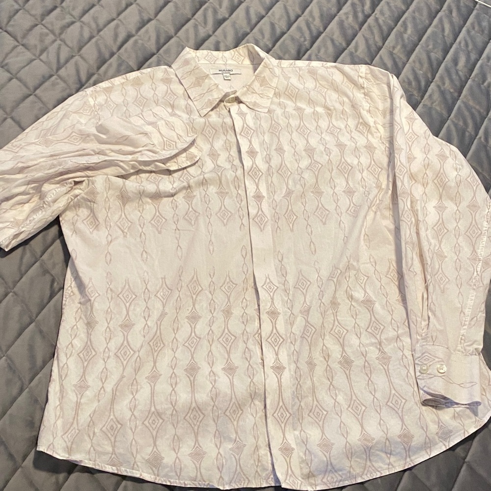 Murano Cream Geometric Button Down Shirt
